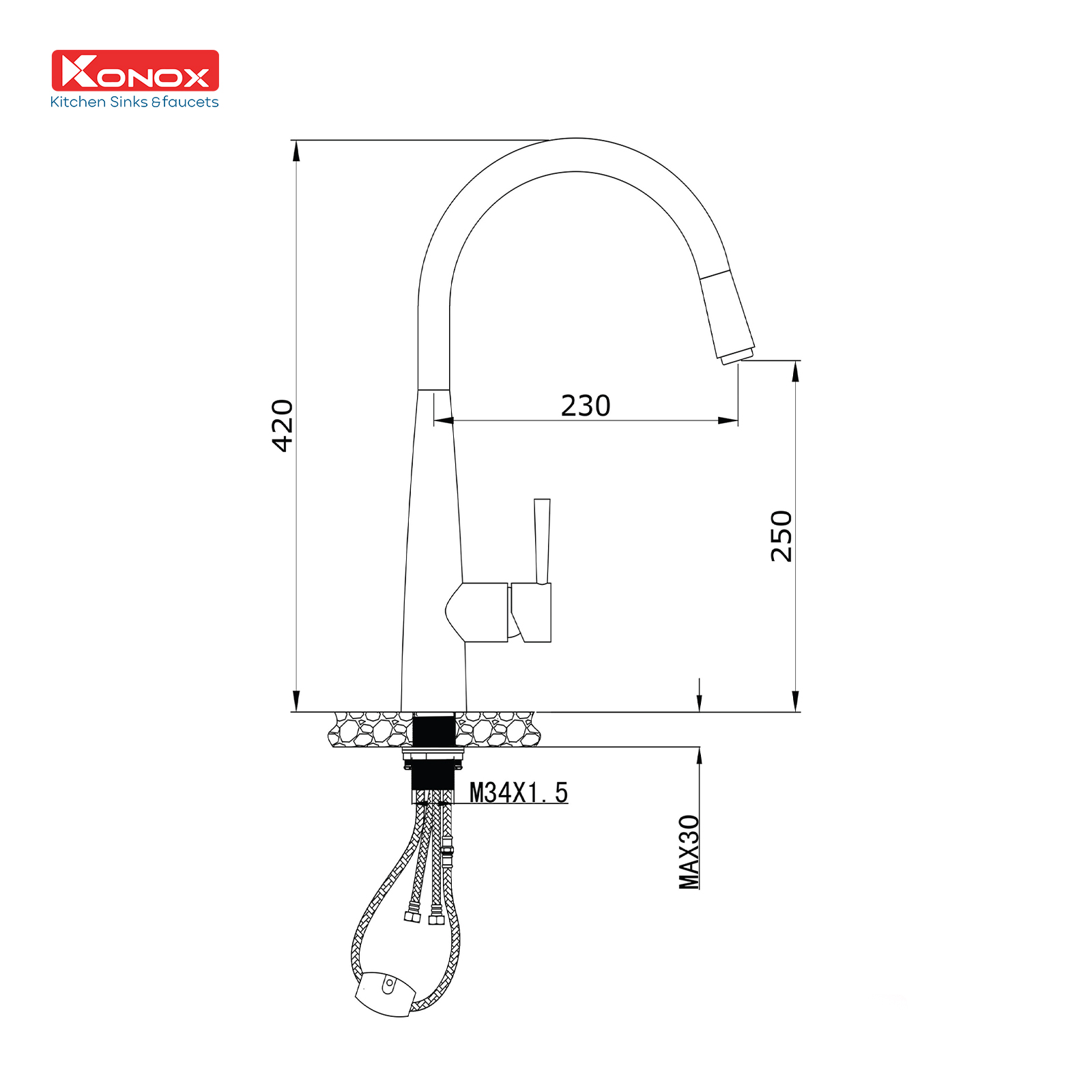 Vòi rửa bát dây rút KN1901N - ảnh 2