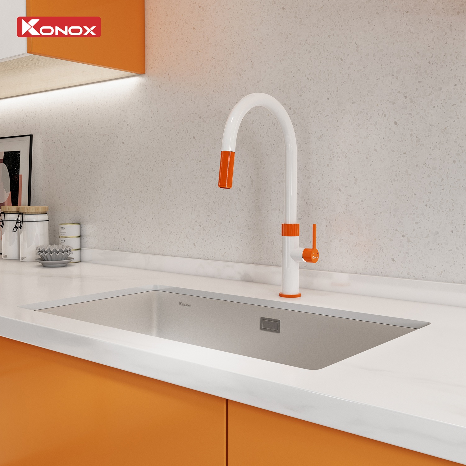 Sử dụng và bảo quản vòi rửa bát Konox Lasi Orange