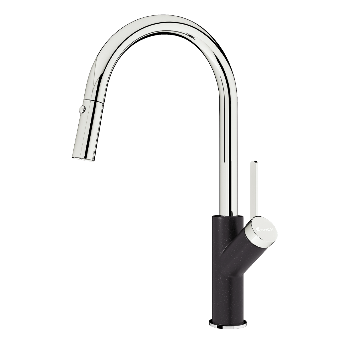 Vòi rửa bát dây rút Konox Ponte Black – PVD vân đá, tay vòi ngang