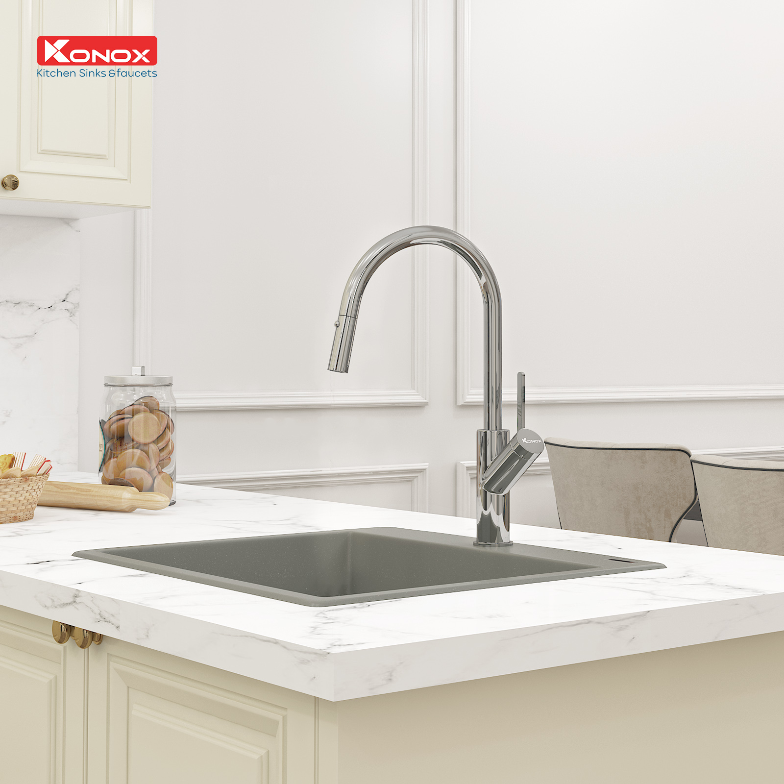 Vòi rửa bát dây rút Ponte Chrome - ảnh 4