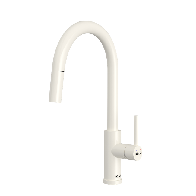 Vòi rửa bát dây rút Konox Reno Smart Nude – inox tông be ấm