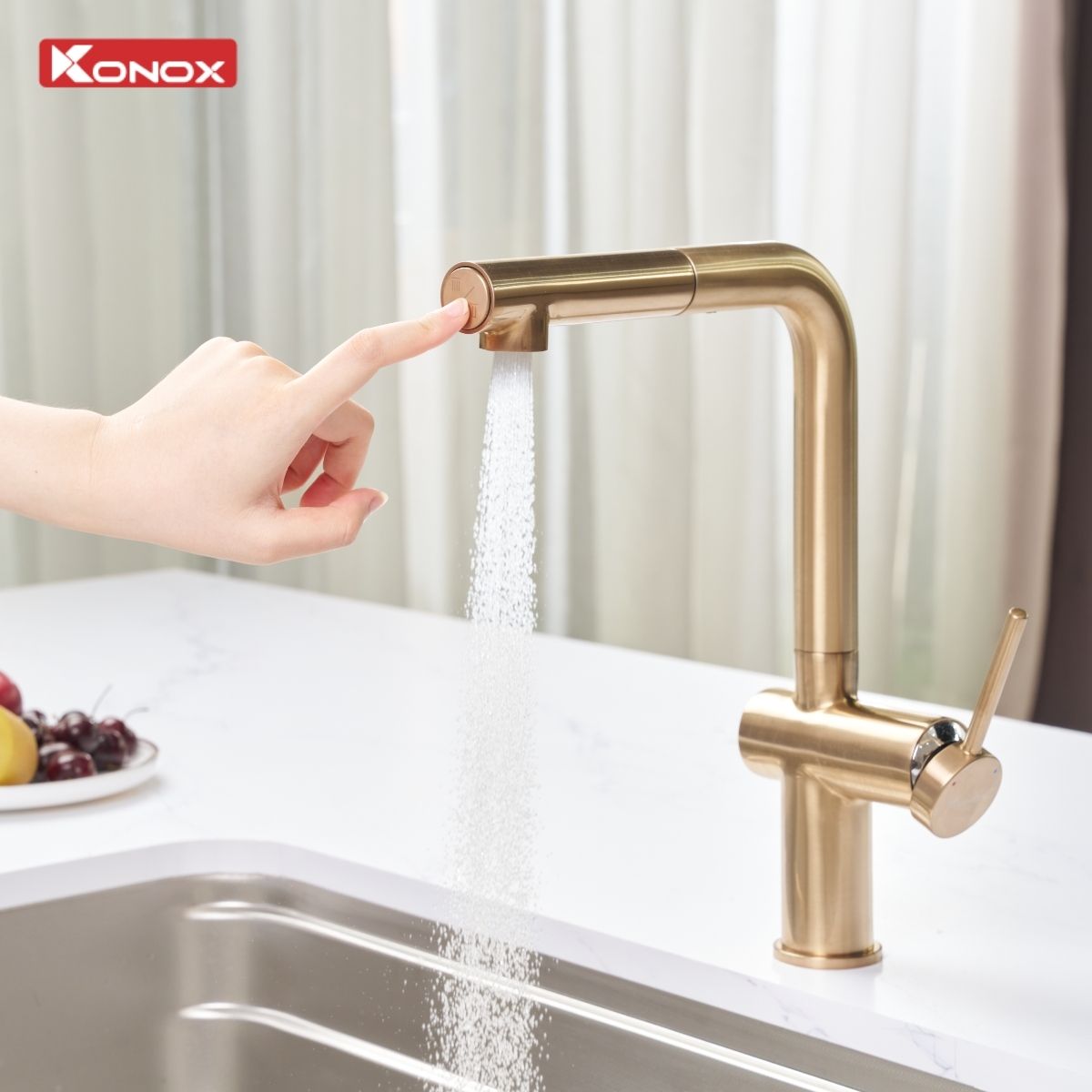 Vòi rửa bát dây rút Stream Smart Champagne - ảnh 3