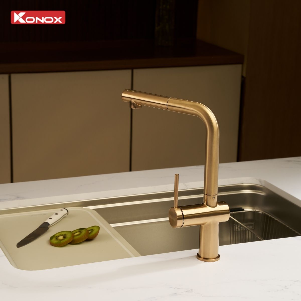 Vòi rửa bát dây rút Stream Smart Champagne - ảnh 5