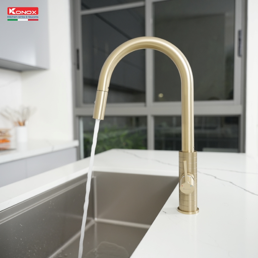 Vòi rửa bát dây rút Venice Gold - ảnh 6