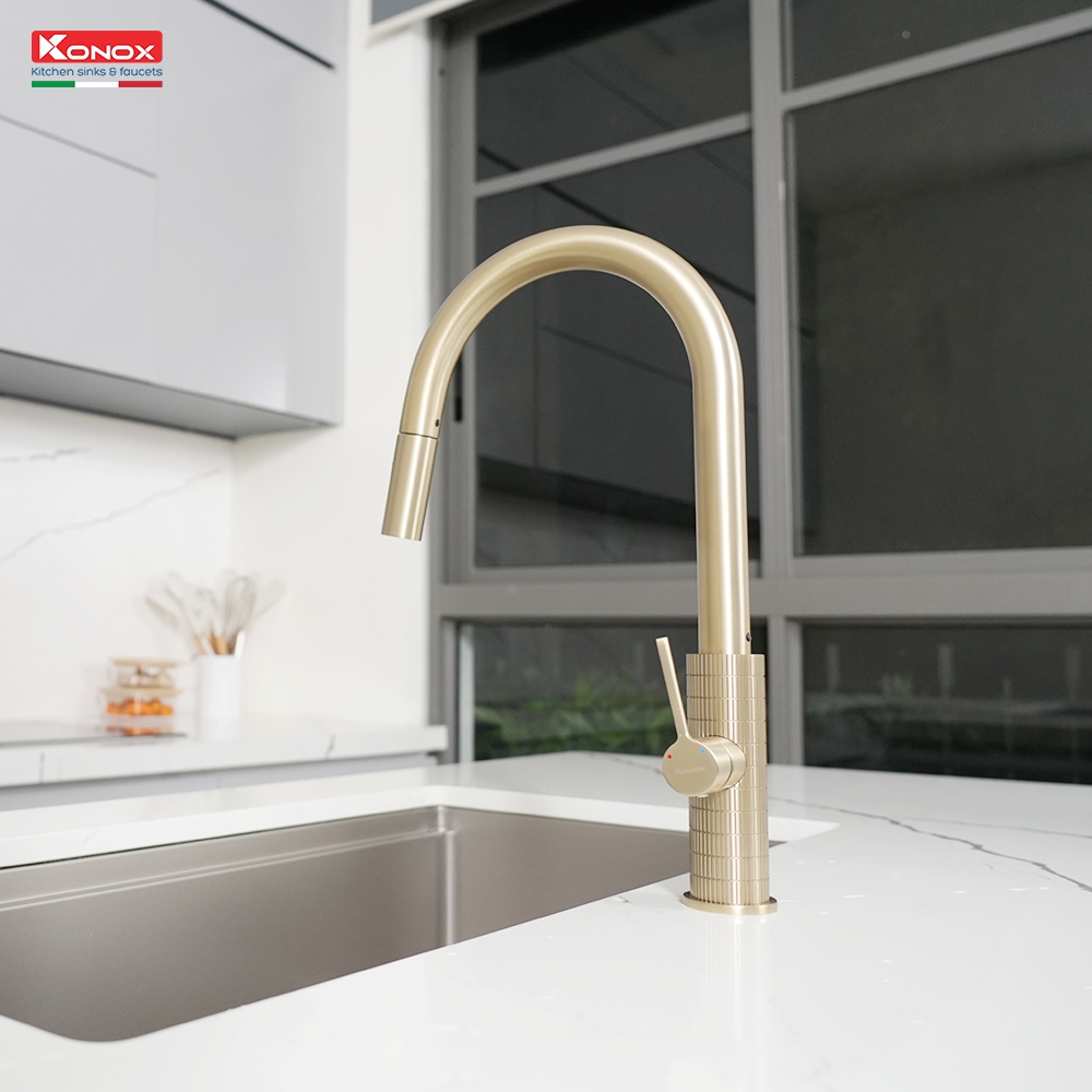 Vòi rửa bát dây rút Venice Gold - ảnh 7