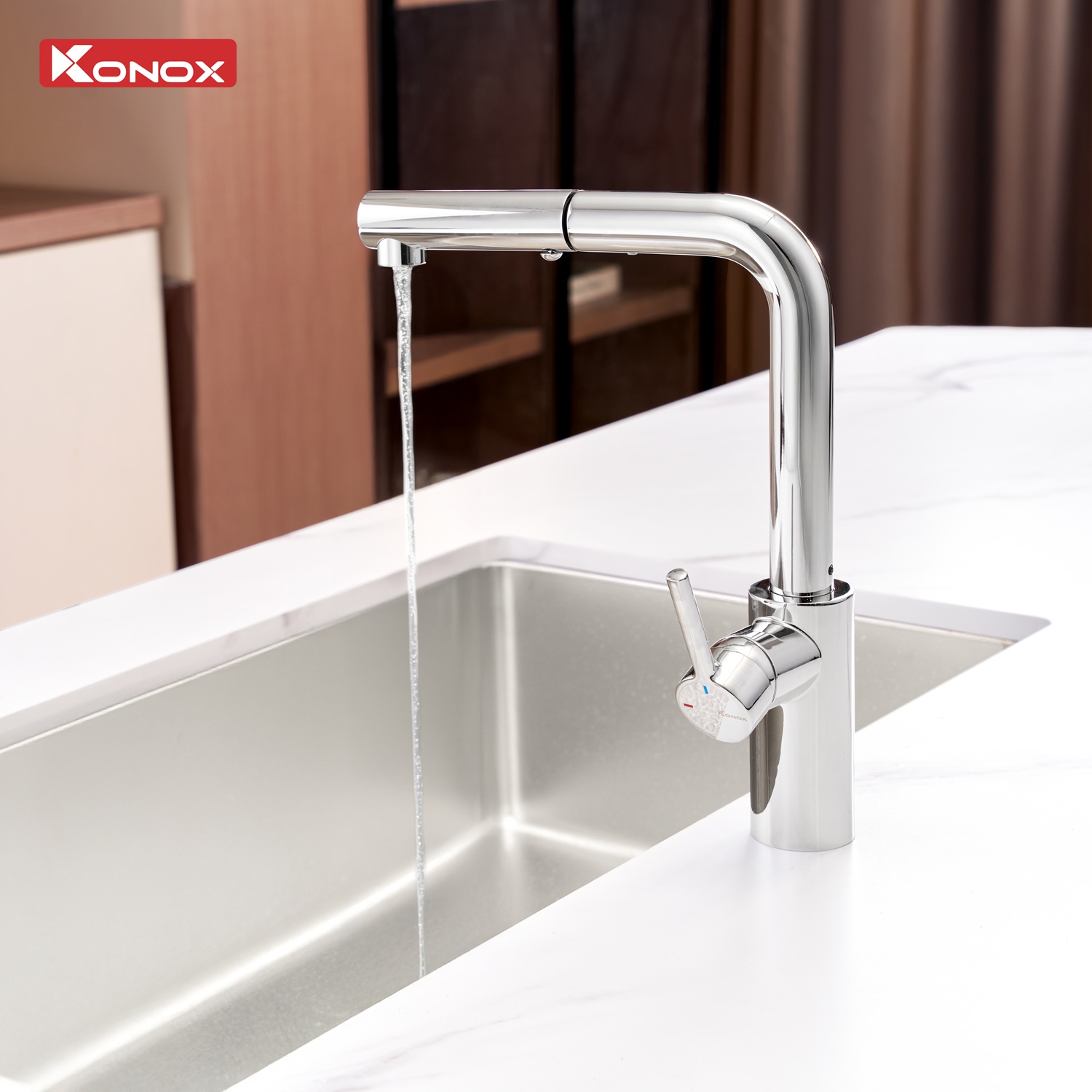 Sử dụng và vệ sinh vòi rửa bát Konox Vira Chrome
