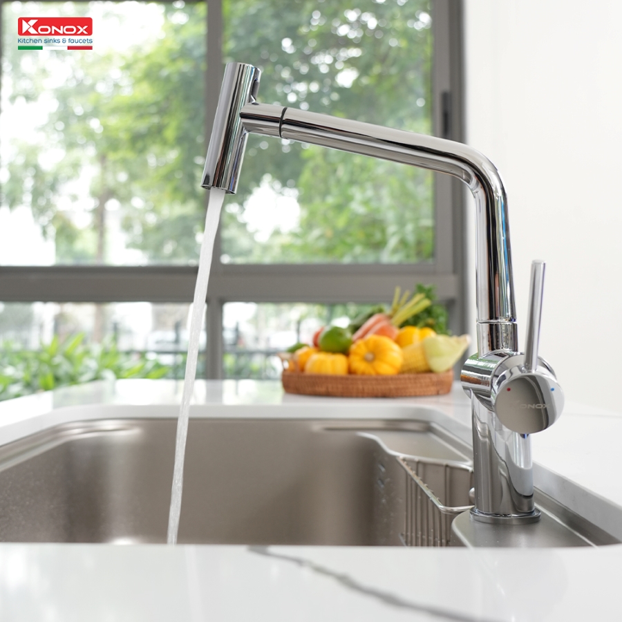 Vòi rửa bát dây rút Volta Chrome - ảnh 7