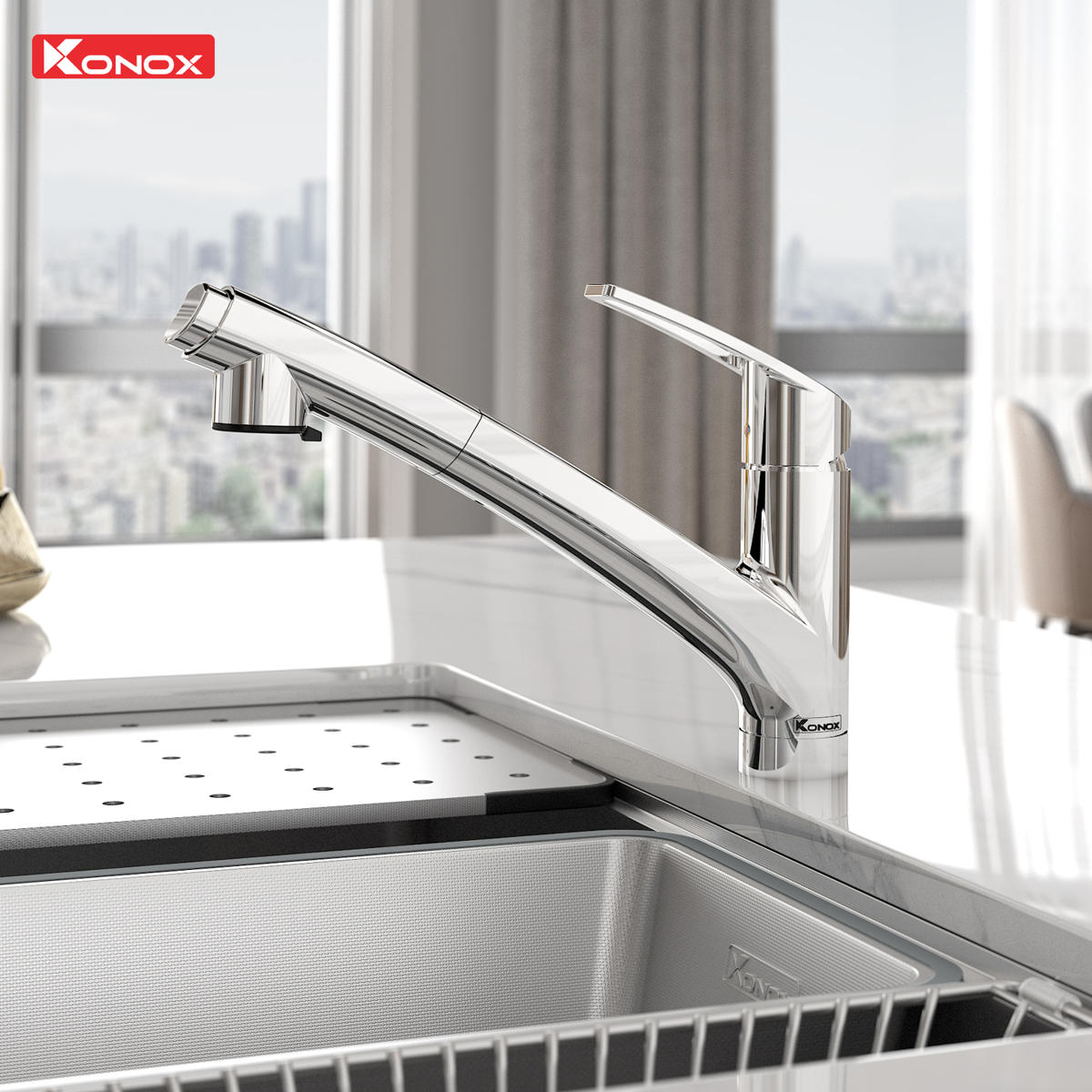 Lắp đặt Kira Chrome dưới tủ treo và giá bát nâng hạ