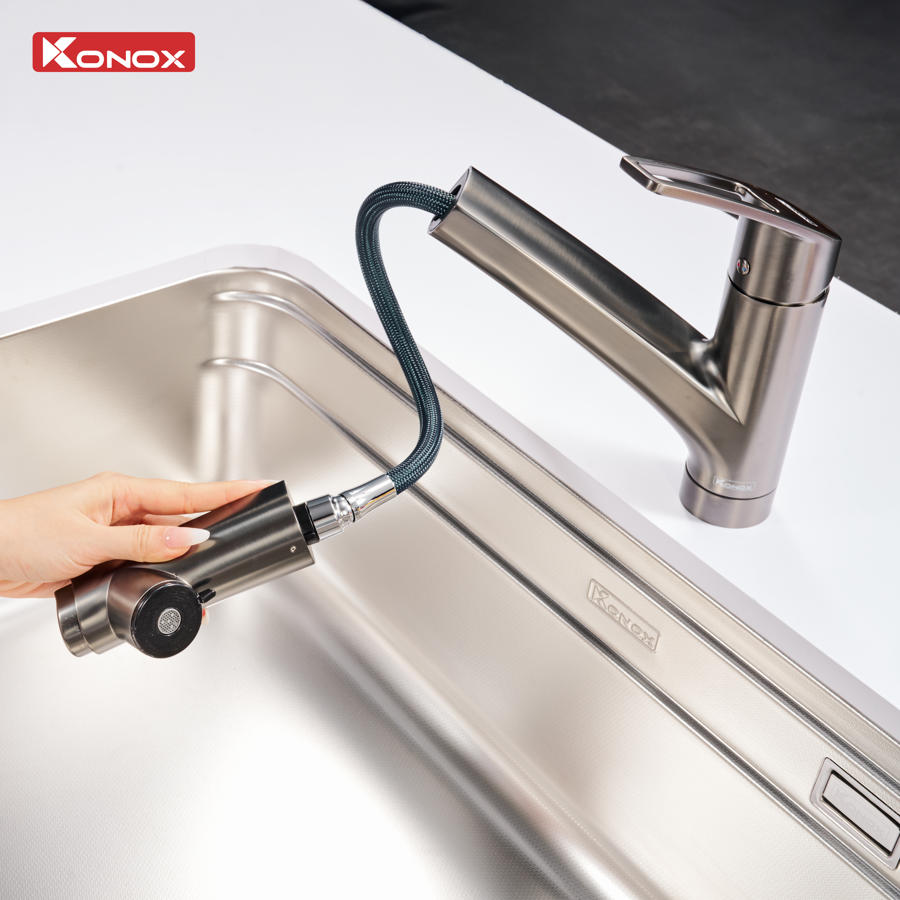 Vòi rửa bát phong cách Nhật Bản Kira Gun Metal - ảnh 4