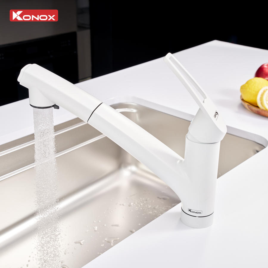 Sử dụng và giữ màu trắng cho vòi rửa bát Konox Kira White