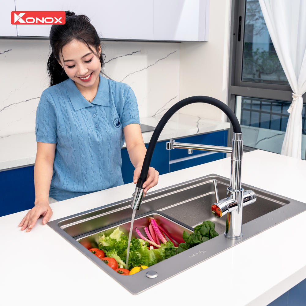 Vòi rửa bát thân mềm 3 đường nước Combi Chrome - ảnh 5