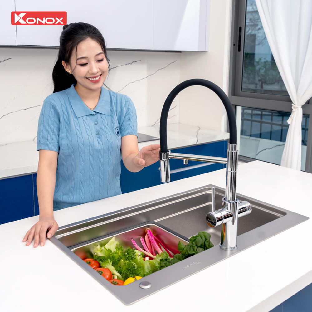 Vòi rửa bát thân mềm 3 đường nước Combi Chrome - ảnh 8